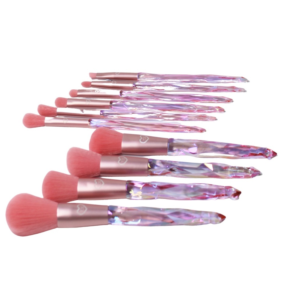 Elegant Pink Crystal Makeup Brush Set